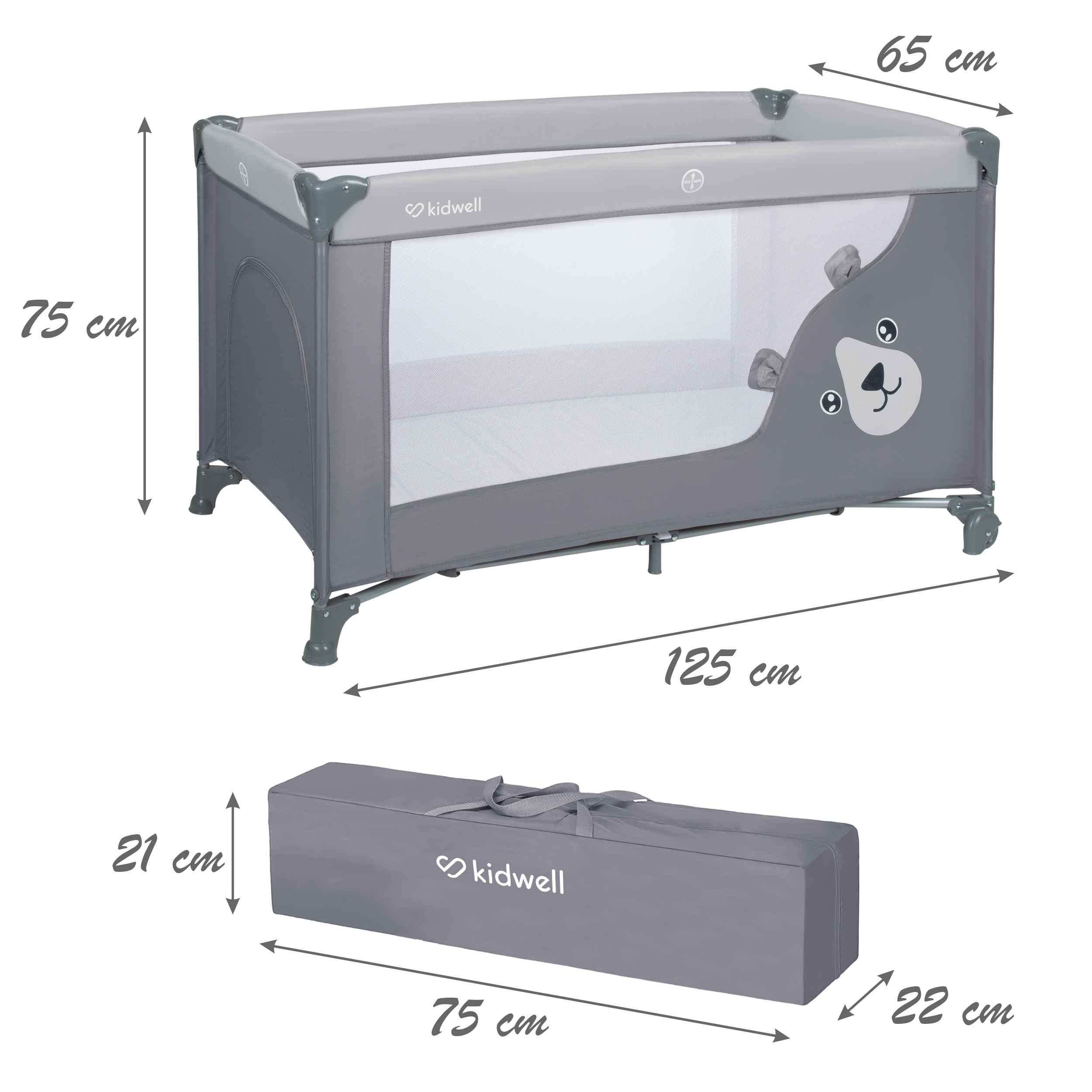 Łóżeczko turystyczne Kidwell BLISSY Basic Grey