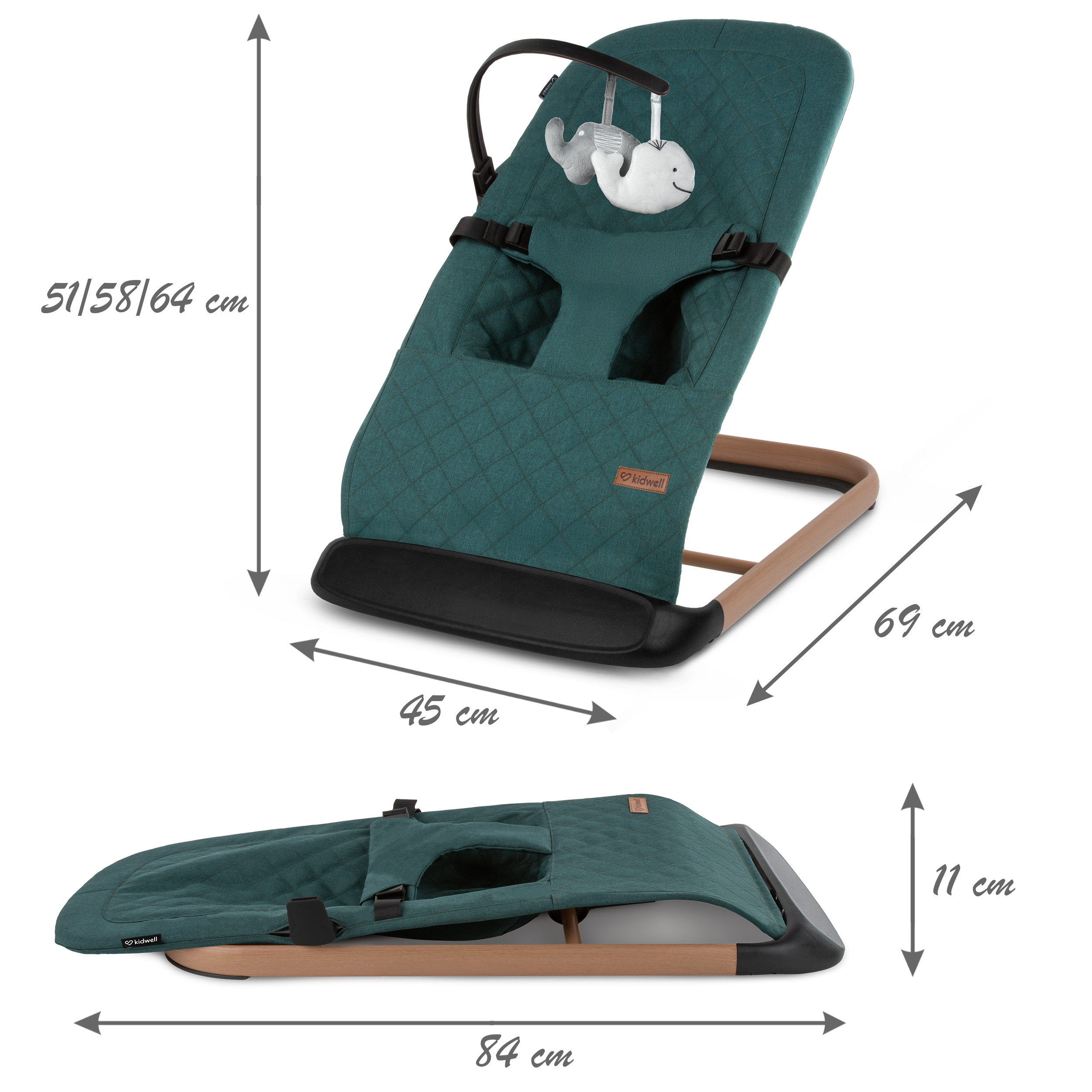 Leżaczek Kidwell LARO Green/Wooden