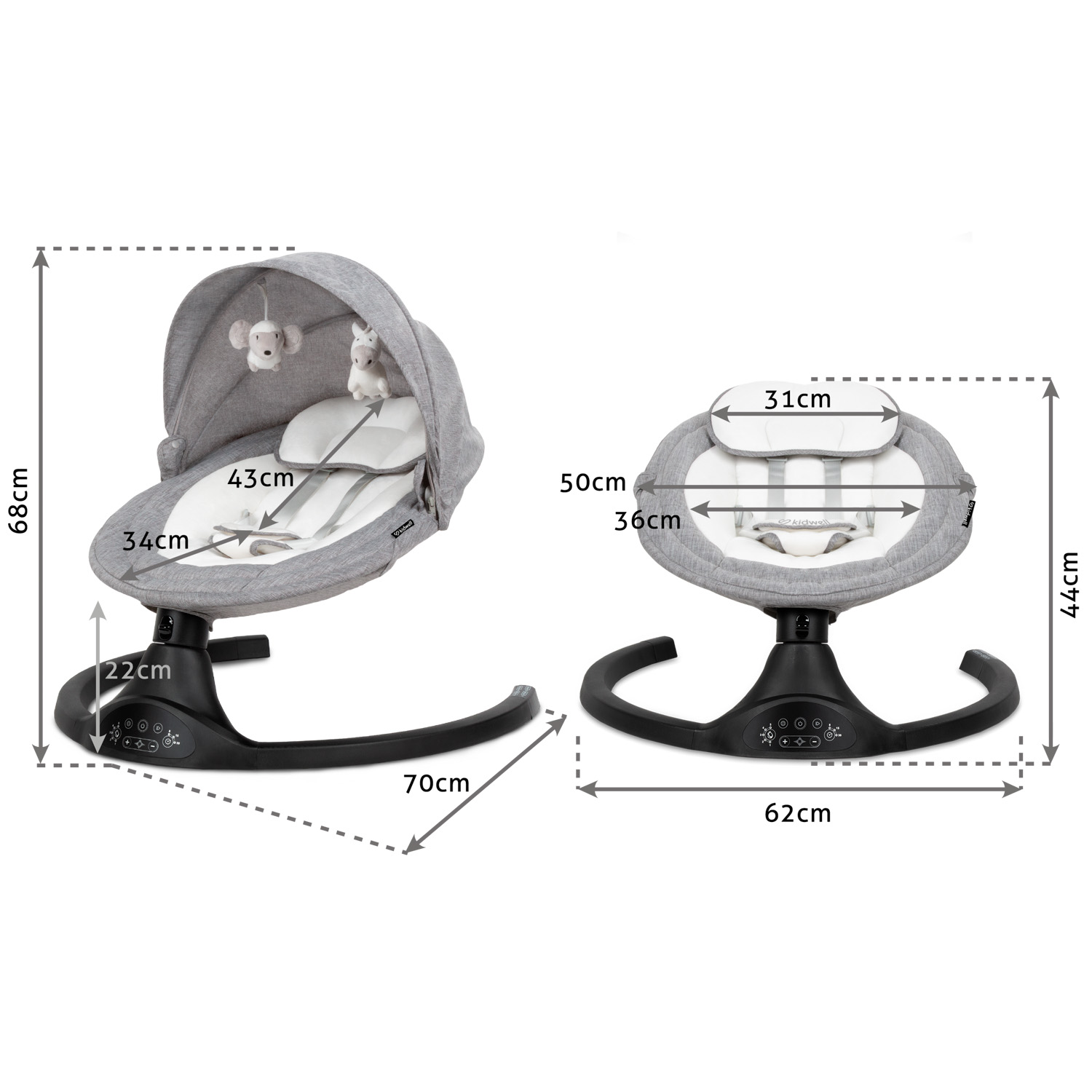 Bujaczek leżaczek elektryczny Kidwell LUXI Light Melange/Wooden