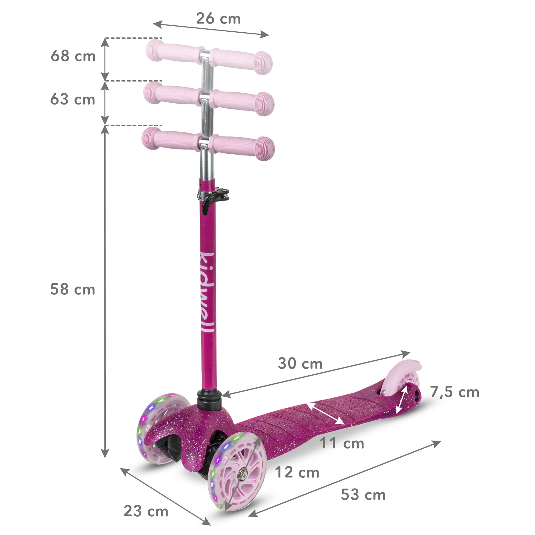 Hulajnoga Kidwell UNO Glitter Pink
